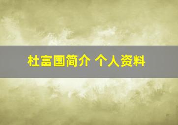 杜富国简介 个人资料